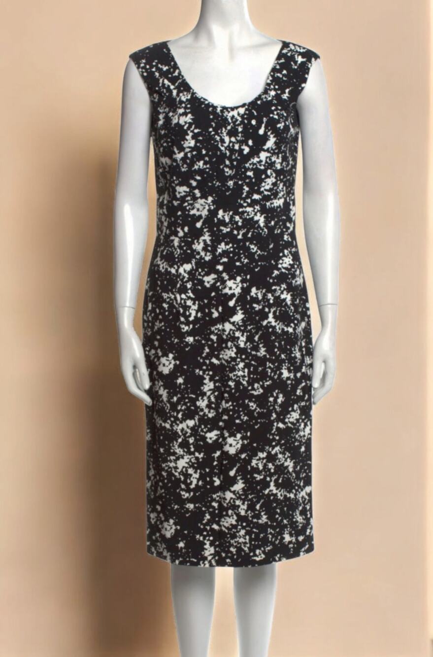 MICHAEL KORS COLLECTION Dress Size 8 Black and White Abstract Made in Italy